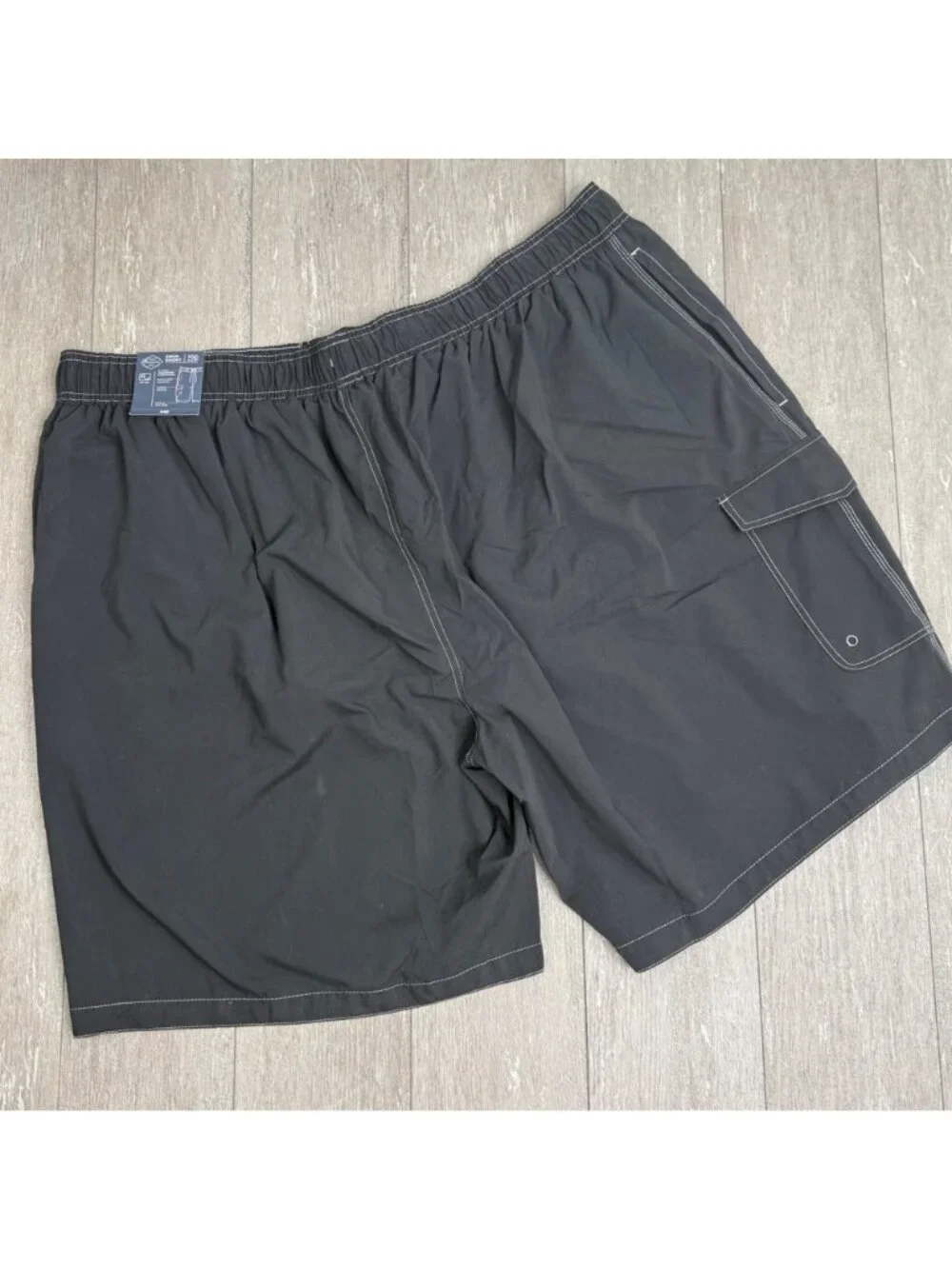 St Johns Bay Mens Dark Charcoal Swim Shorts 10” Inseam Cargo Pocket Size 5XL NWT